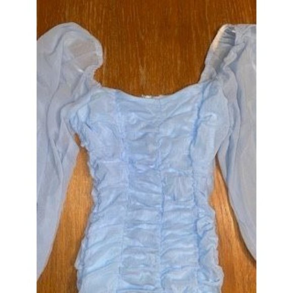 Hello Molly Blue Ruched Bodycon Mini Dress-2 - Picture 2 of 6